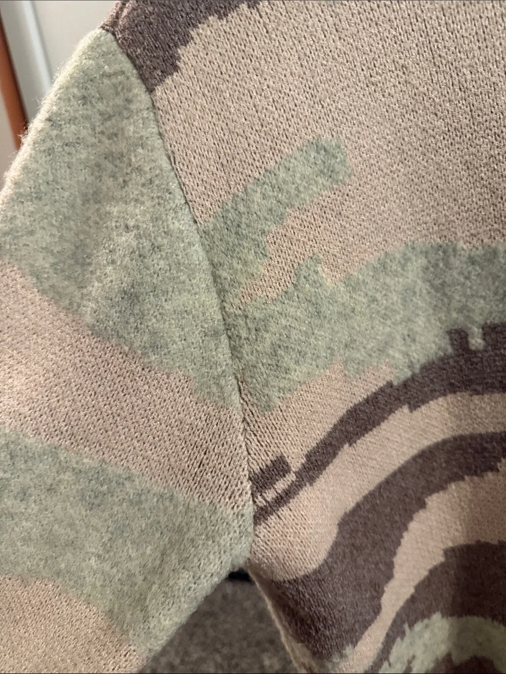 Shop Wanna B Women’s Neutral Abstract Camo Sweater Size Large